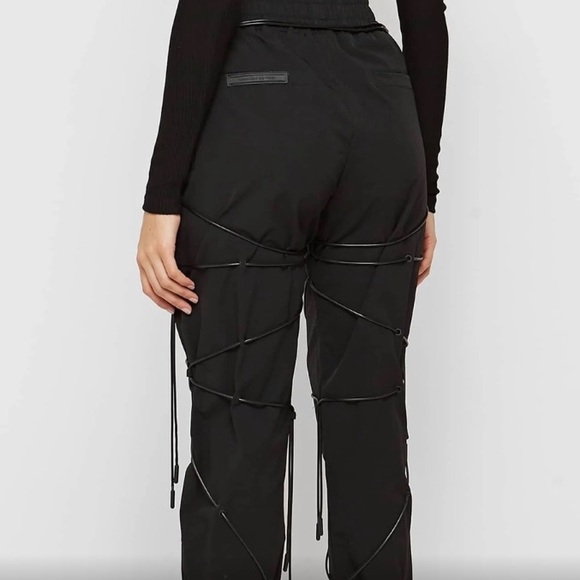 Maniere de Voir black lace up bondage joggers - Picture 2 of 15
